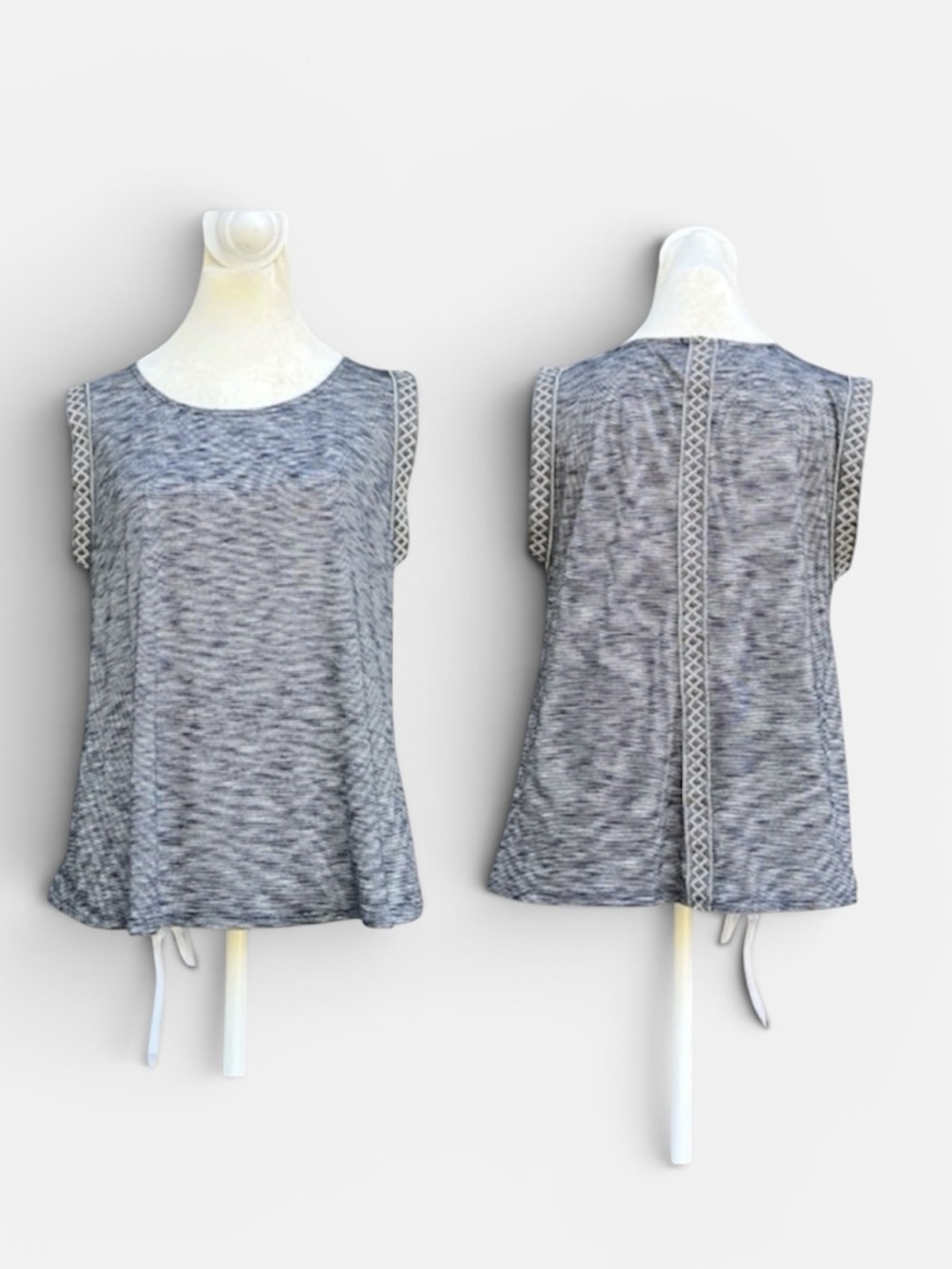 Anthropologie W5 Sleeveless Embellished Tank w/ Woven Trim Sz S